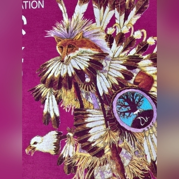 VINTAGE 90s Pequot Nation Pow Wow Tee Adult Large T-shirt Single Stitch Made USA - Picture 4 of 8